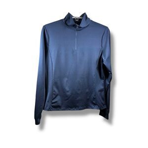 Quince Long Sleeve 1/4 Zip Up Pullover in Navy Size L